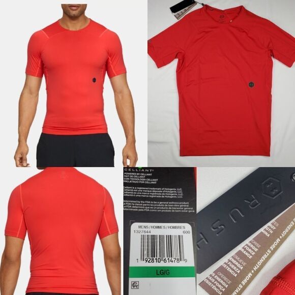 $50 NEW L UNDER ARMOUR Rush STAMINA RED SHORT SLEEVE COMPRESSION SHIRT LARGE NWT - Picture 1 of 13